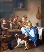 Jan Steen Children teaching a cat to dance Spain oil painting artist